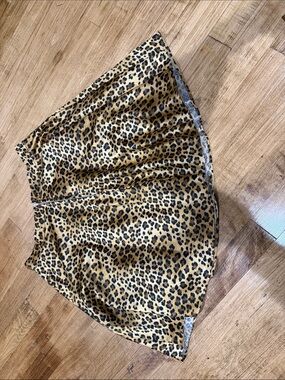 Leopard Print A-Line Mini Skirt - Tan/Black